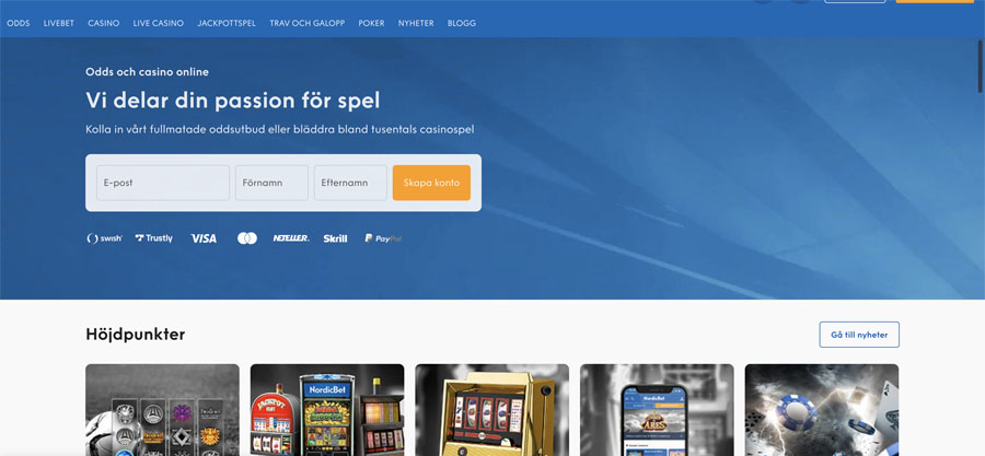 screenshot interface nordicbet